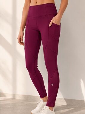 Lululemon Berry Plum Purple Panel Ruched Leggings Size 6